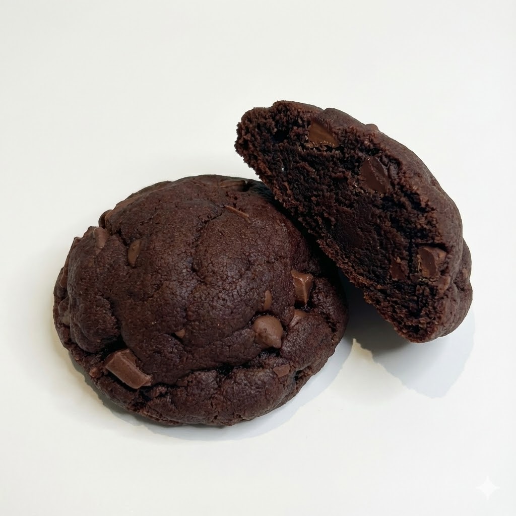 N'Dough NYC double chocolate cookie – dark cocoa cookie with chocolate chunks